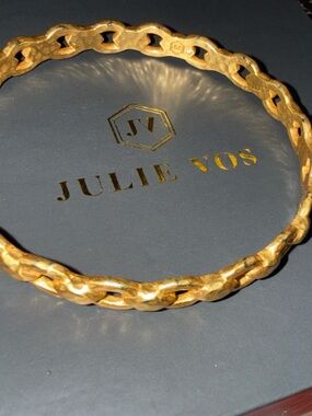 Julie Vos Bangle Stacking Link Bracelet Small 24k Gold Plated